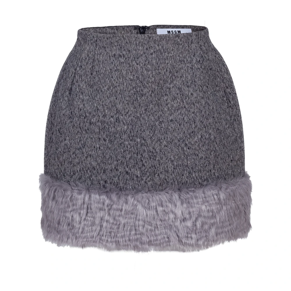 Msgm Grijze Minirok met Nepbont Gray Dames