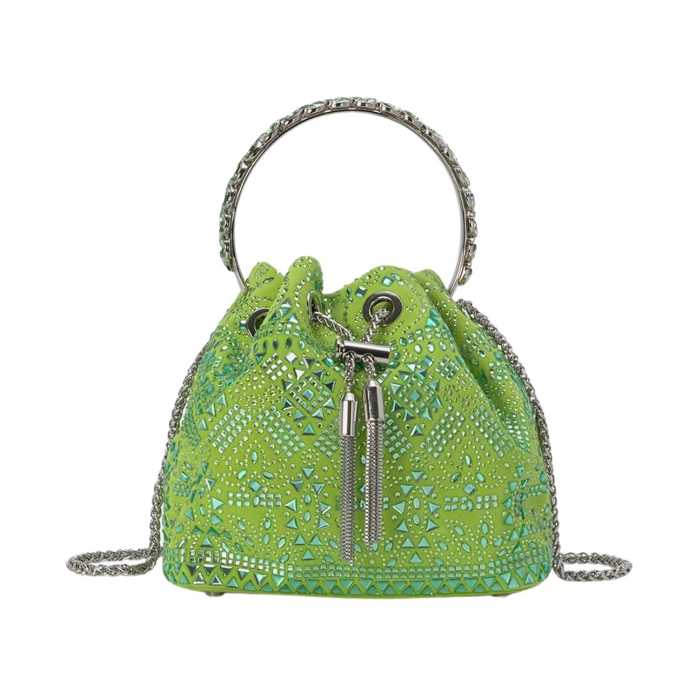 Alma en Pena Rhinestone Clutch Bag Green Dames