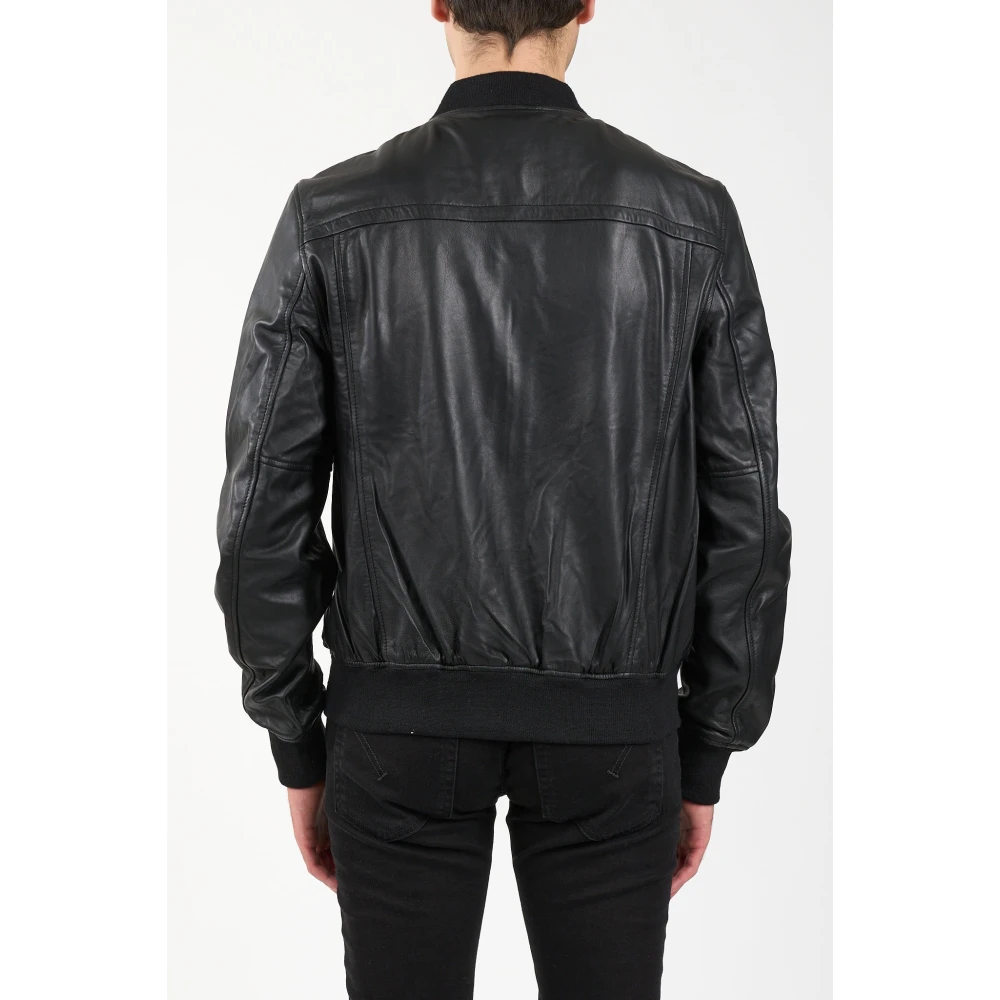 Schott NYC Slim Fit Leren Bomberjack Black Heren