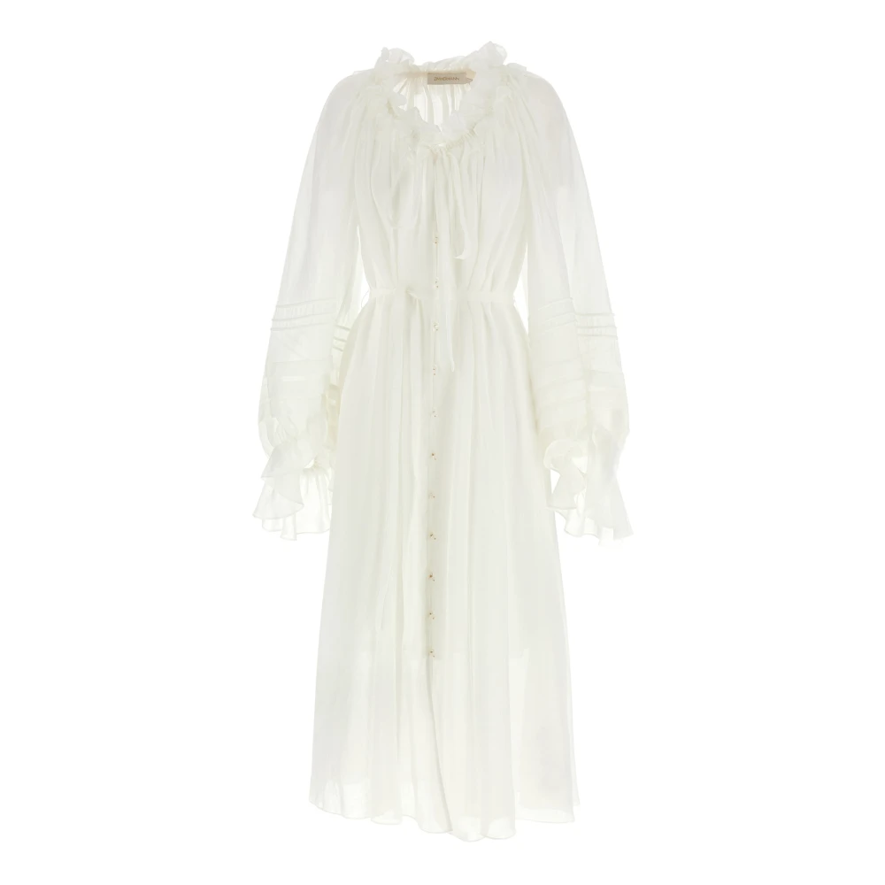 Zimmermann Women's White Rebellion Corded Billow Dress - Midi Dresses - Xs - Dresses