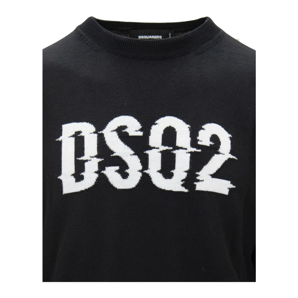 Dsquared2 Heren Wollen Trui met Logo Black Heren