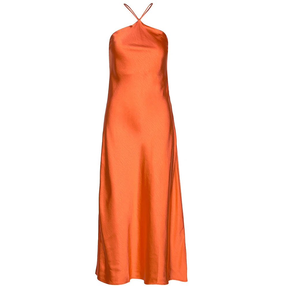 Envii Zijden Midi Jurk Rood Oranje Orange Dames