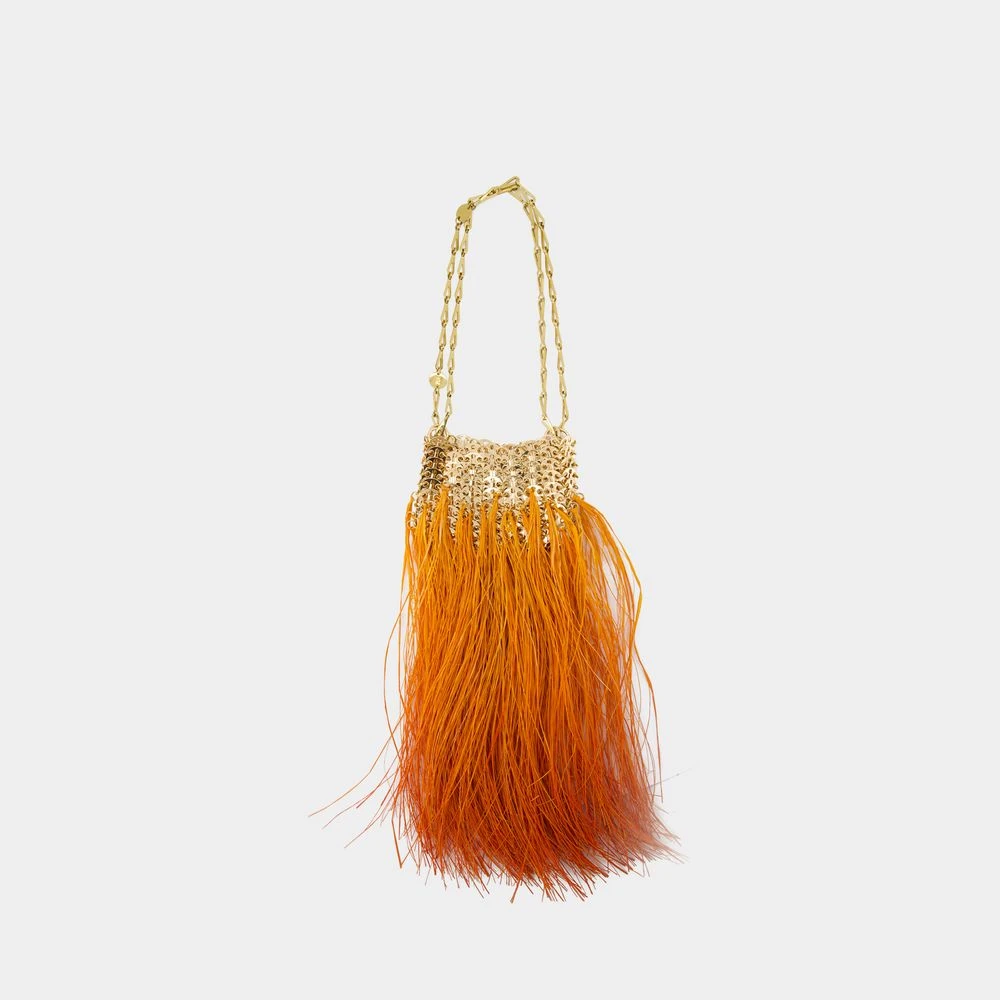 Paco Rabanne Oranje Raffia Franjes Schoudertas Orange Dames