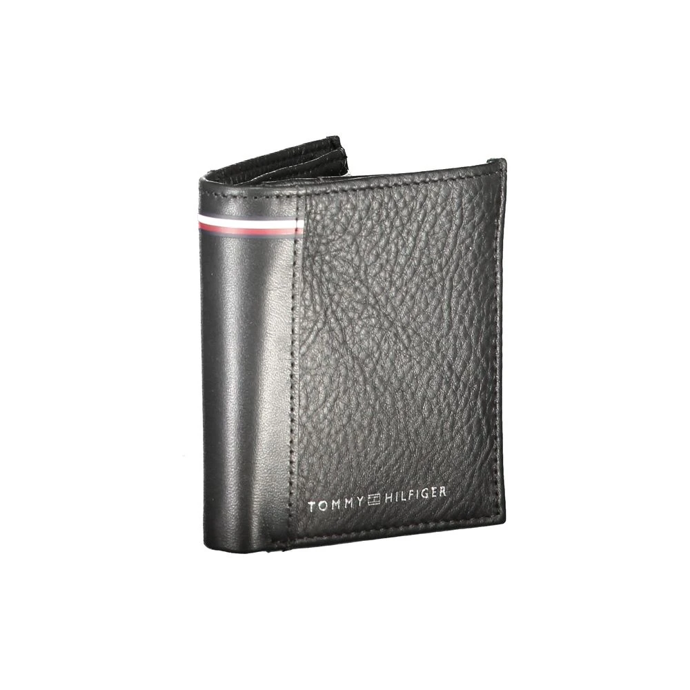Tommy Hilfiger Zwarte leren portemonnee met meerdere functies Black Heren