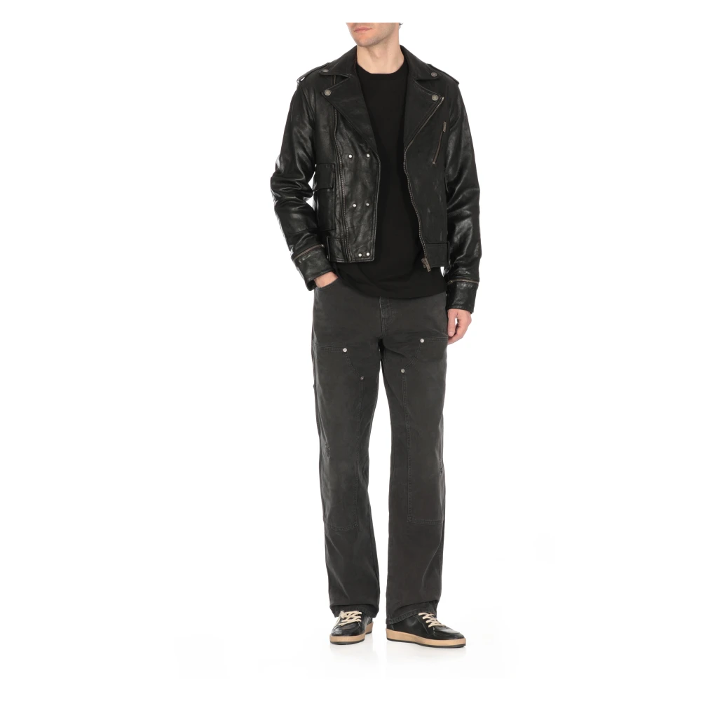 Golden Goose Norwood Chiodo Leren Jas Black Heren