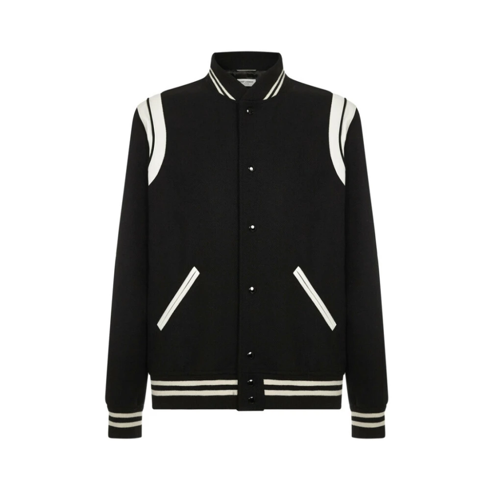 Saint Laurent Men's Black Bomber Jackets, Xl, Teddy Jacket In Wool