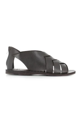 Mörkbruna Läderflätade Sandaler