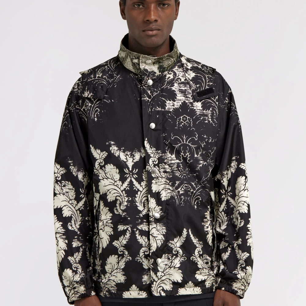 Roberto Cavalli Broccato Print Bomberjack Black Heren