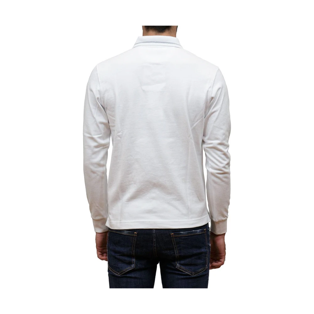 LA MARTINA Wit poloshirt met lange mouwen en zilveren logo White Heren