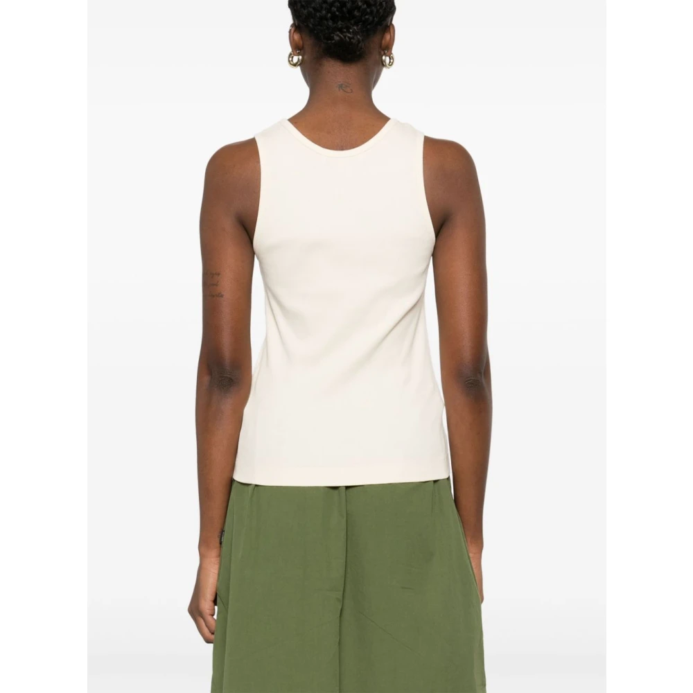 Maison Kitsuné Mouwloze top met scoop hals in ivoor Beige Dames