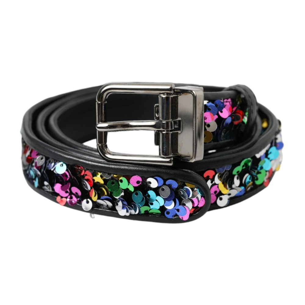 Dolce & Gabbana Women's Sequined Metal Buckle Belt