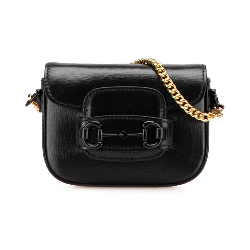 Gucci Vintage Women's Black Pre-Owned 1955 Horsebit Shoulder Bag