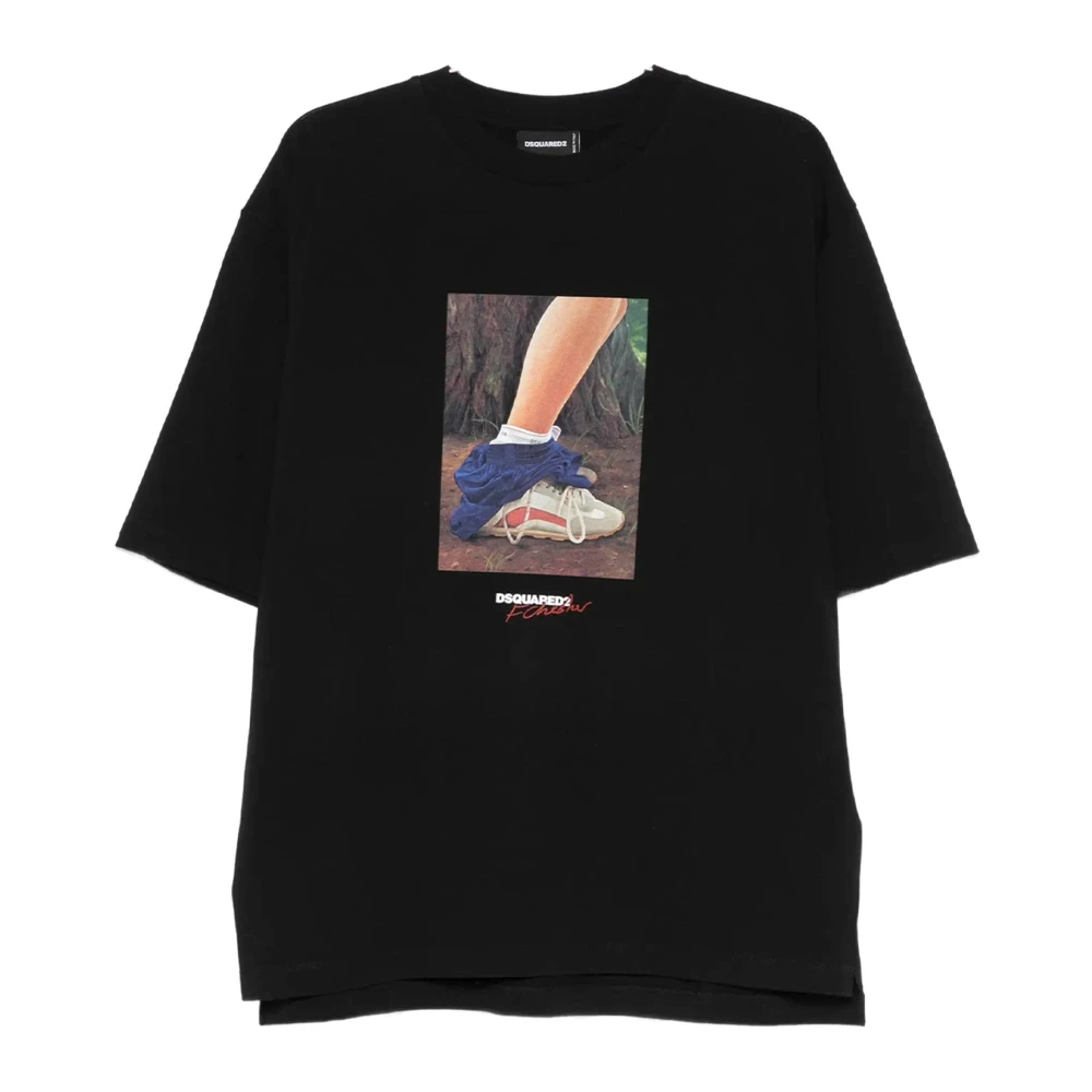 Dsquared2 Uomo Nero - T-Shirt Girocollo Stampata - Tops - L