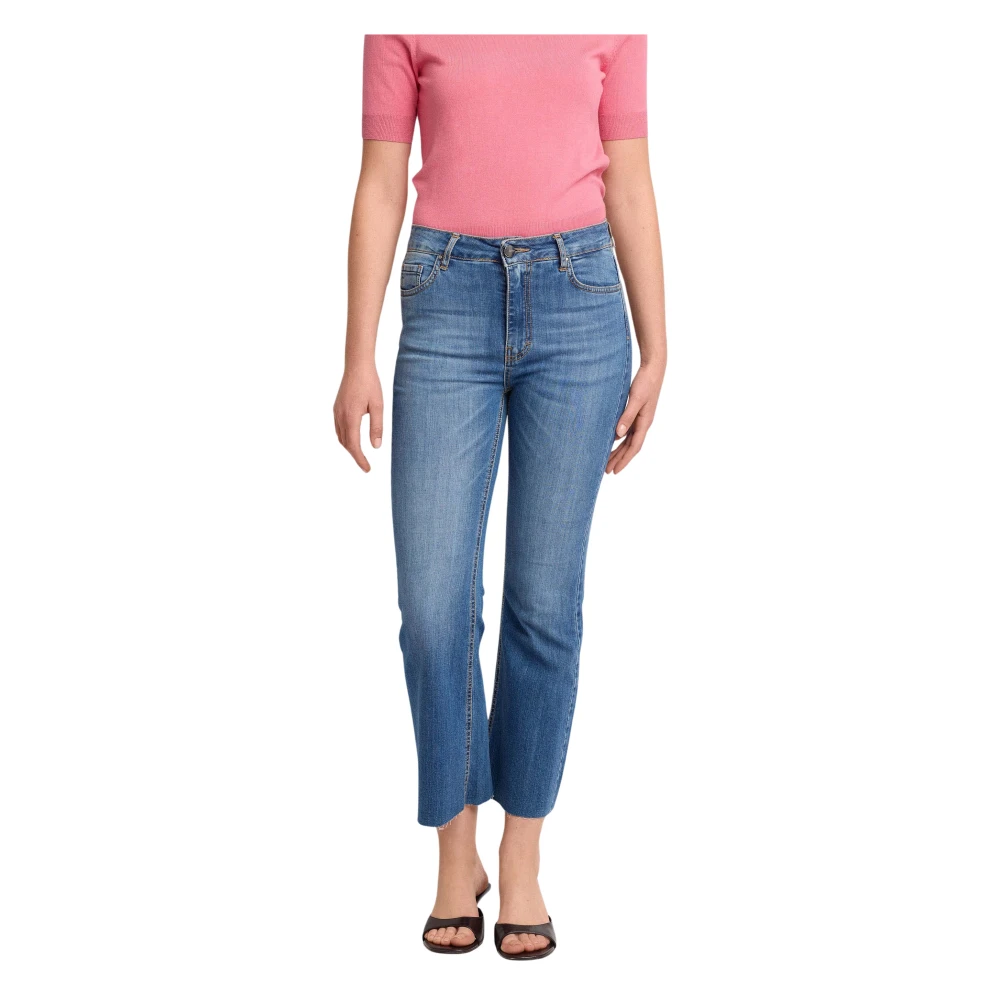 Kocca Women's Blue Kick-Flare Denim Jeans - Cropped Jeans - L - Jeans