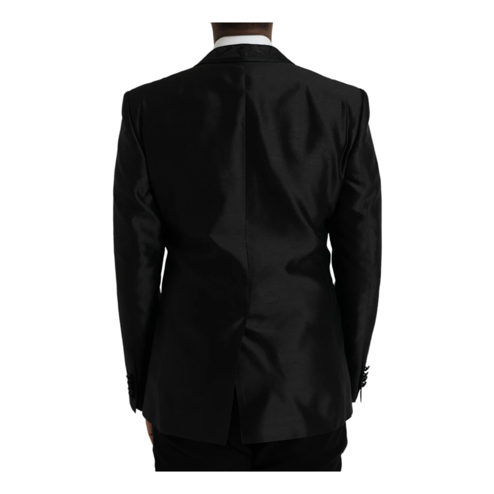 Dolce & Gabbana Zijden Blazer met Eén Knoop Black Heren