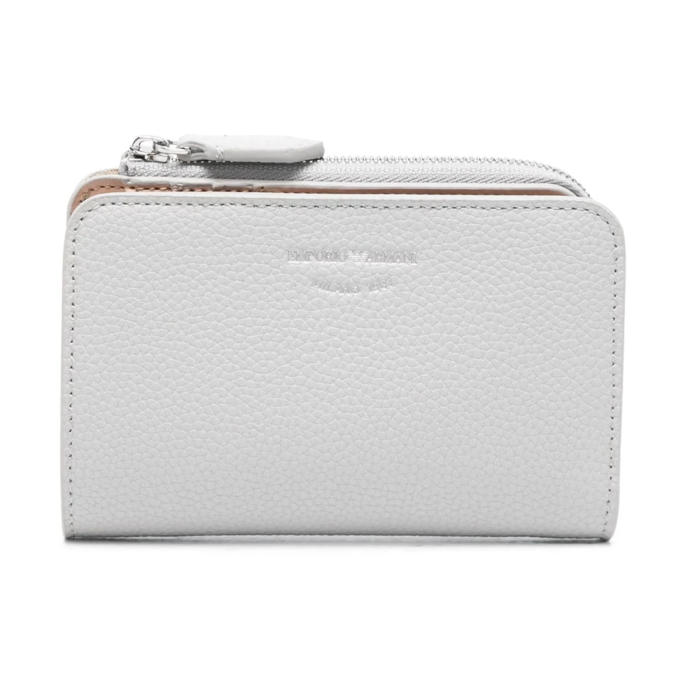 Emporio Armani Women's White Leather Wallet With Logo Print