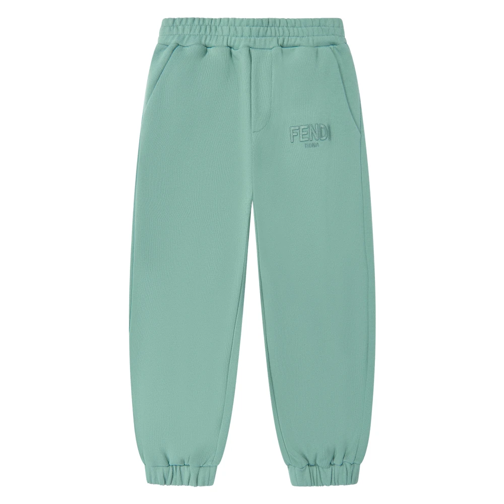 Fendi Unisex Kids Green Sweatpants, 7 Y, Logo Joggers For Kids