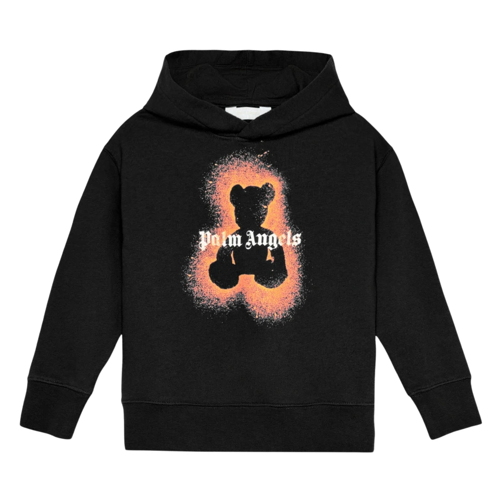 Palm Angels Boys Black Kids Sweatshirts, 8 Y, Spray Bear Hoodie