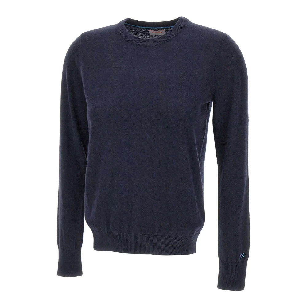 Sun68 Women's Blue Round-Neck Knitwear, M, Basic Jumper