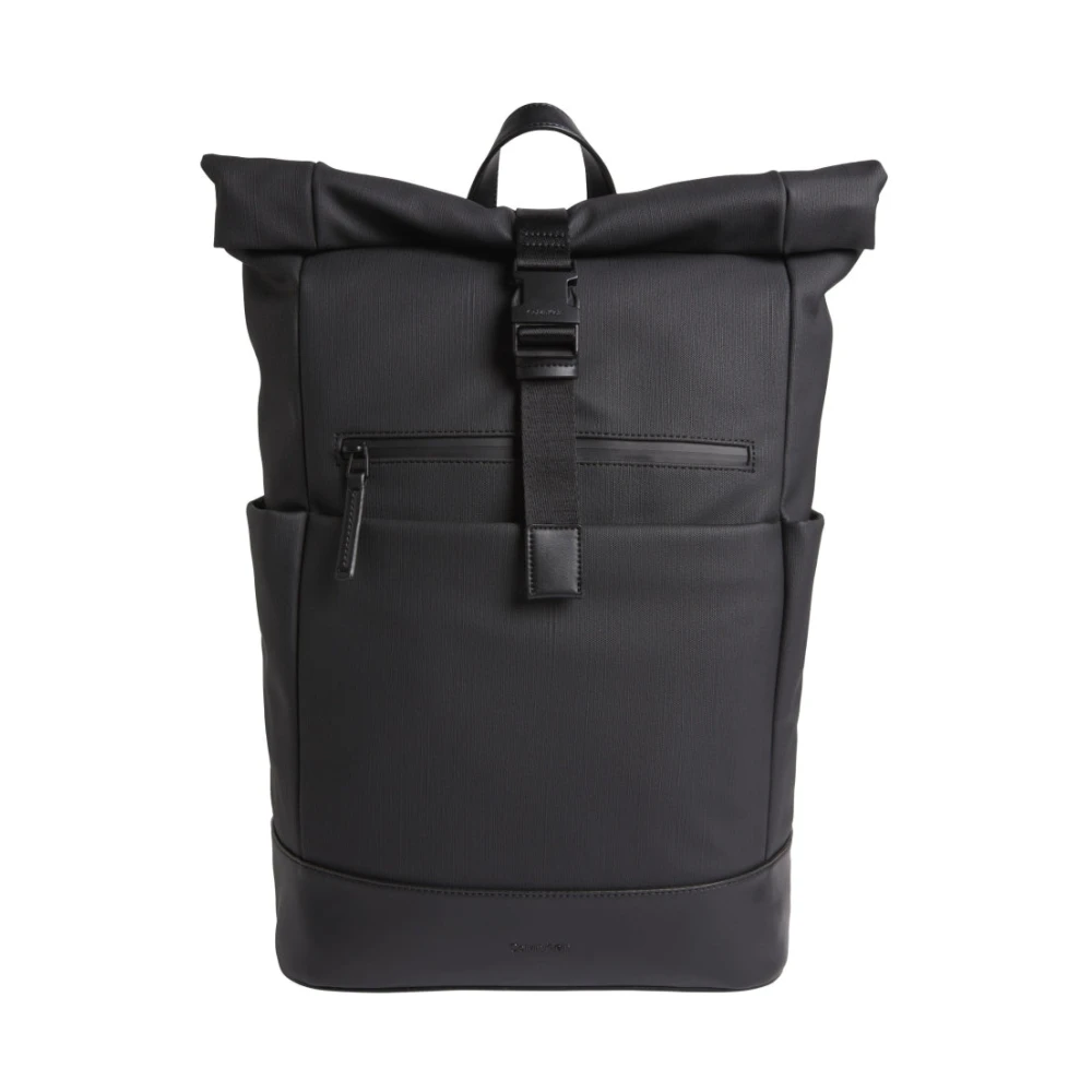 Calvin Klein Men's Black Backpacks, One Size, Sensual Roll Top Backpack