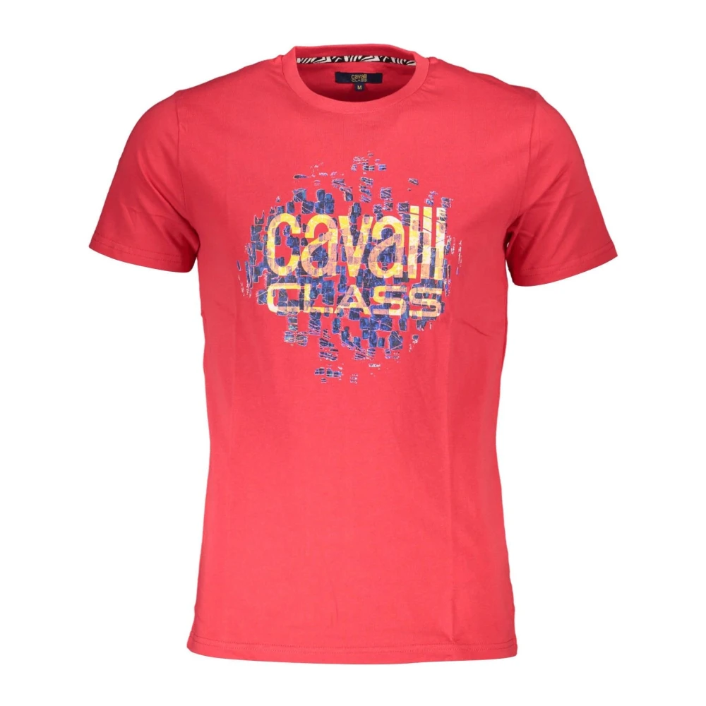 Cavalli Class Rode T-shirt met korte mouwen en logo Red Heren