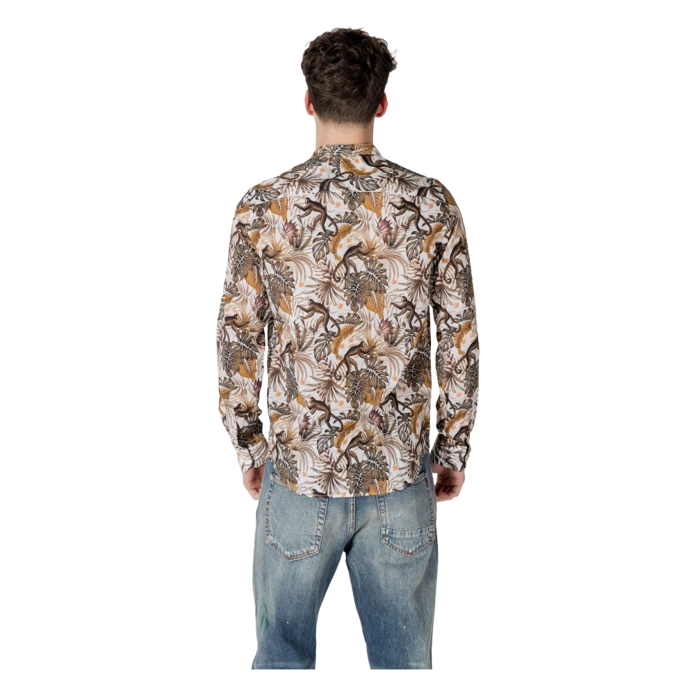 Gianni Lupo Bloemen Mandarin Kraag Shirt Multicolor Heren