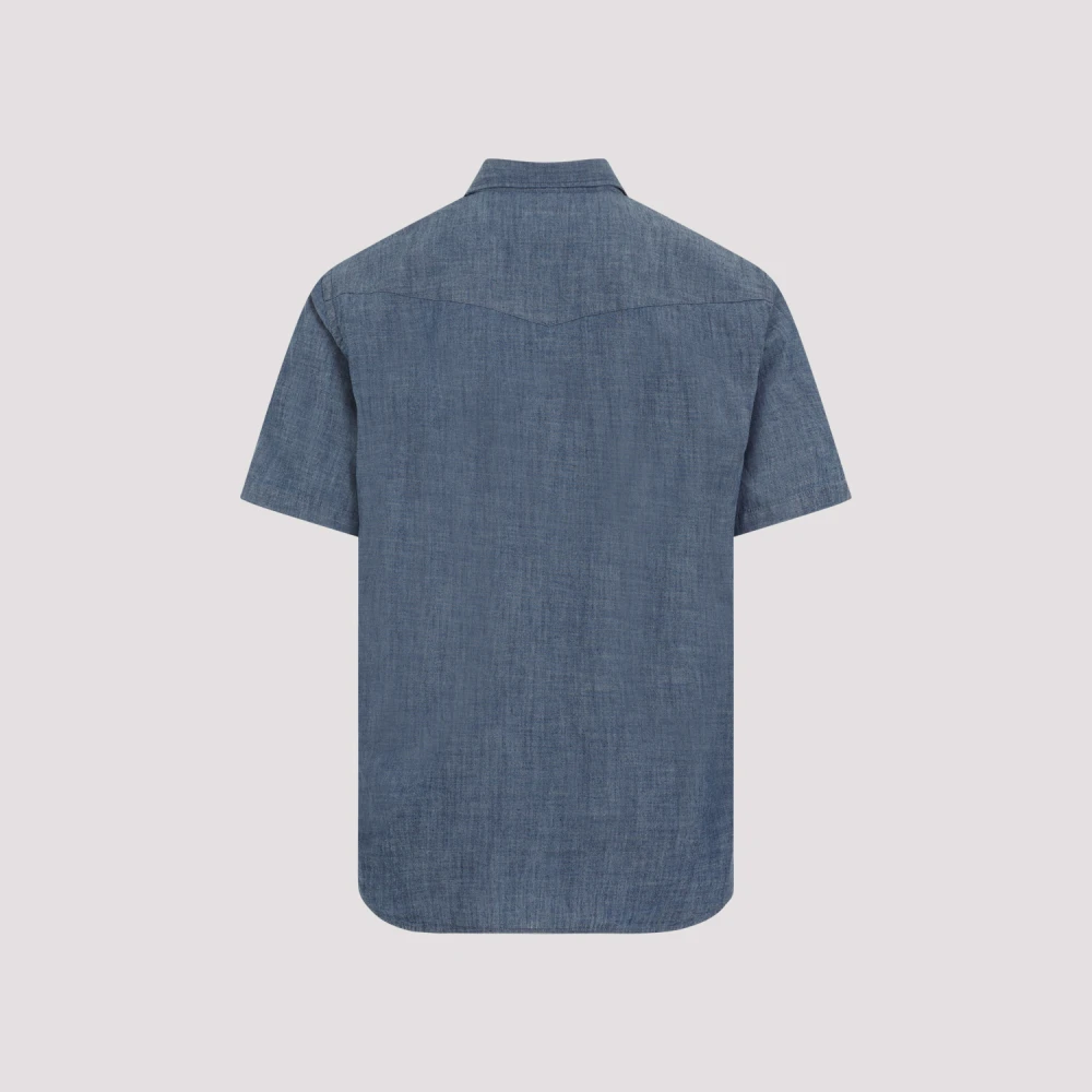 Universal Works Blauwe Western Indigo Katoenen Overhemd Blue Heren