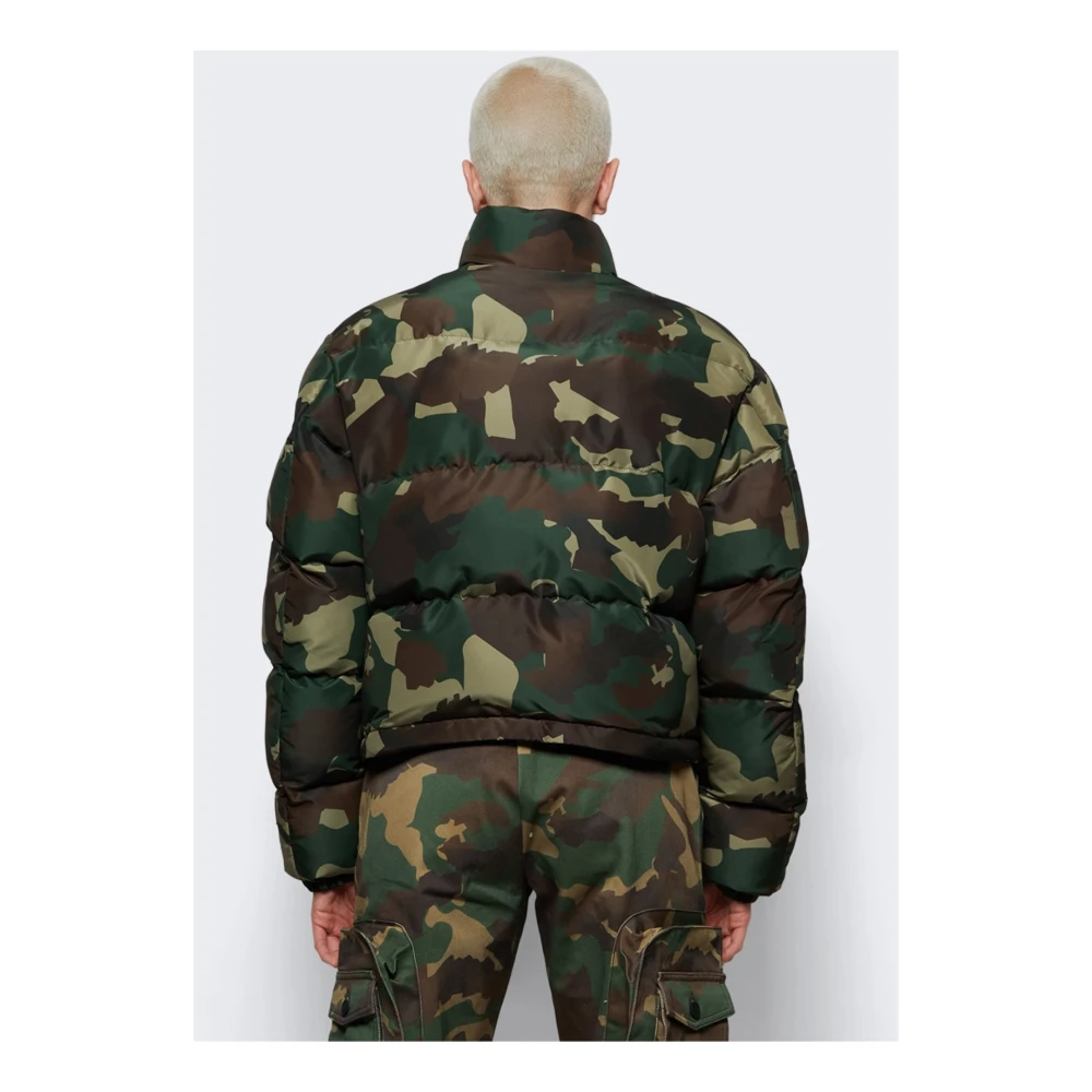 Heron Preston Camo Pufferjas Rits Logo Green Dames