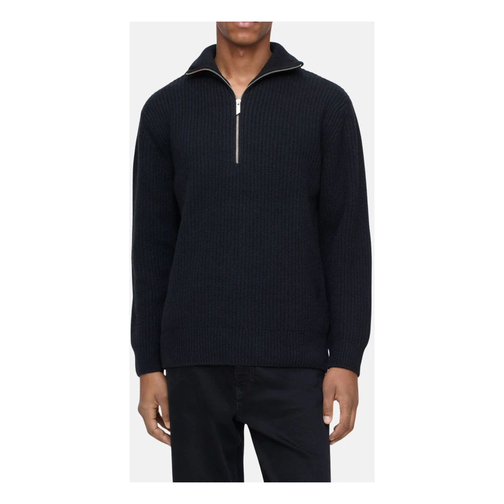 closed Halve Rits Geribbelde Trui Black Heren