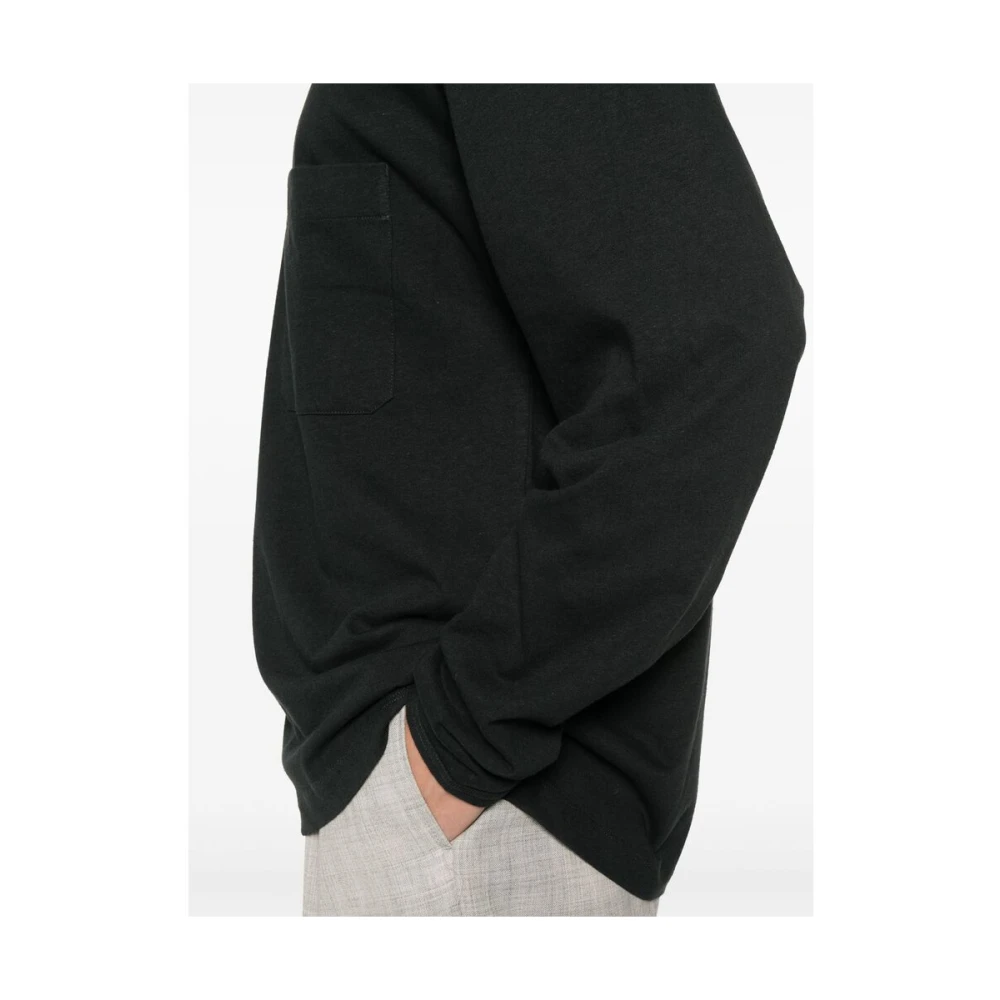 Lemaire Zwarte Ronde Hals Lange Mouw T-shirt Black Heren