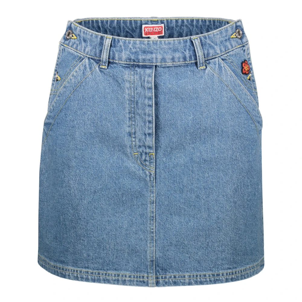 Kenzo Geborduurde Denim Mini Rok Blue Dames