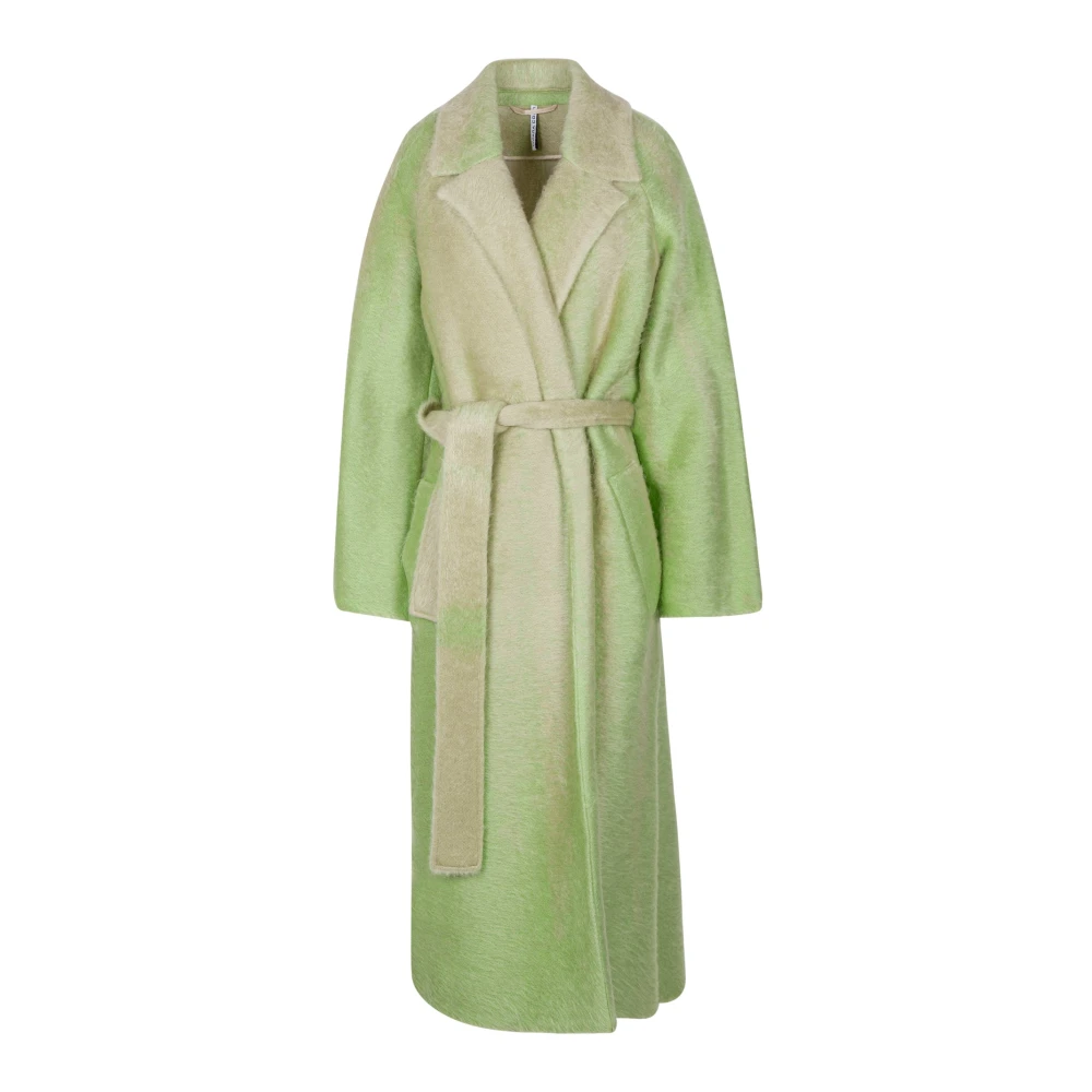 Liviana Conti Mohair Jacquard Jas met Omkeerbare Kraag Green Dames