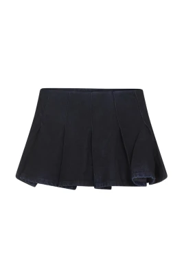 Denim Pleated Mini Skirt