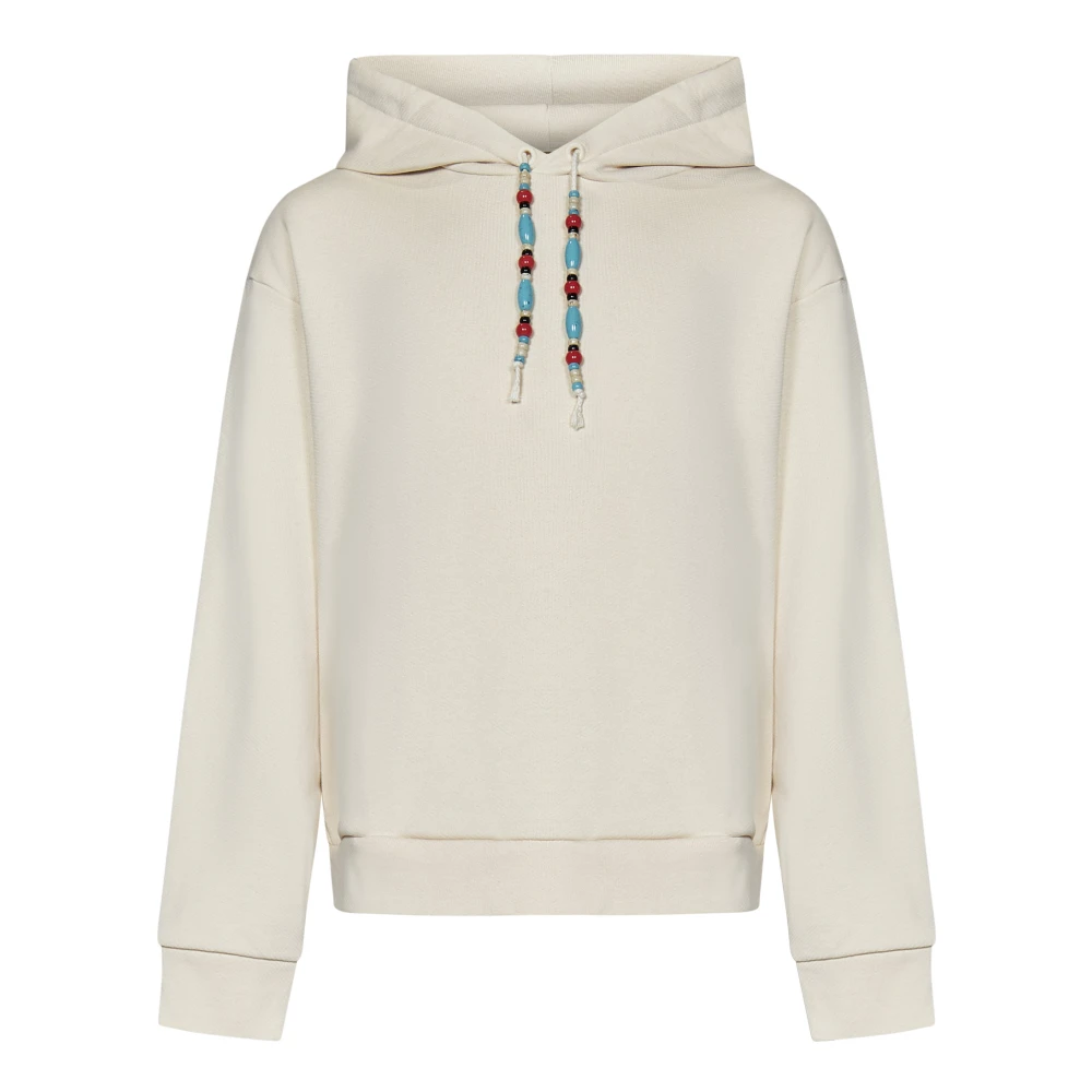 Alanui Witte Katoenen Hoodie met Kralen Detail White Heren