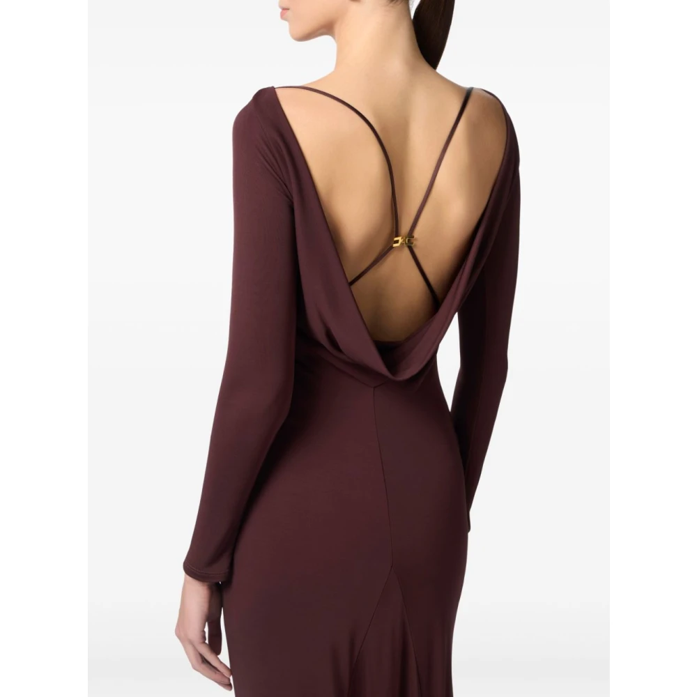 Elisabetta Franchi Bruine Elegante Jurk Brown Dames