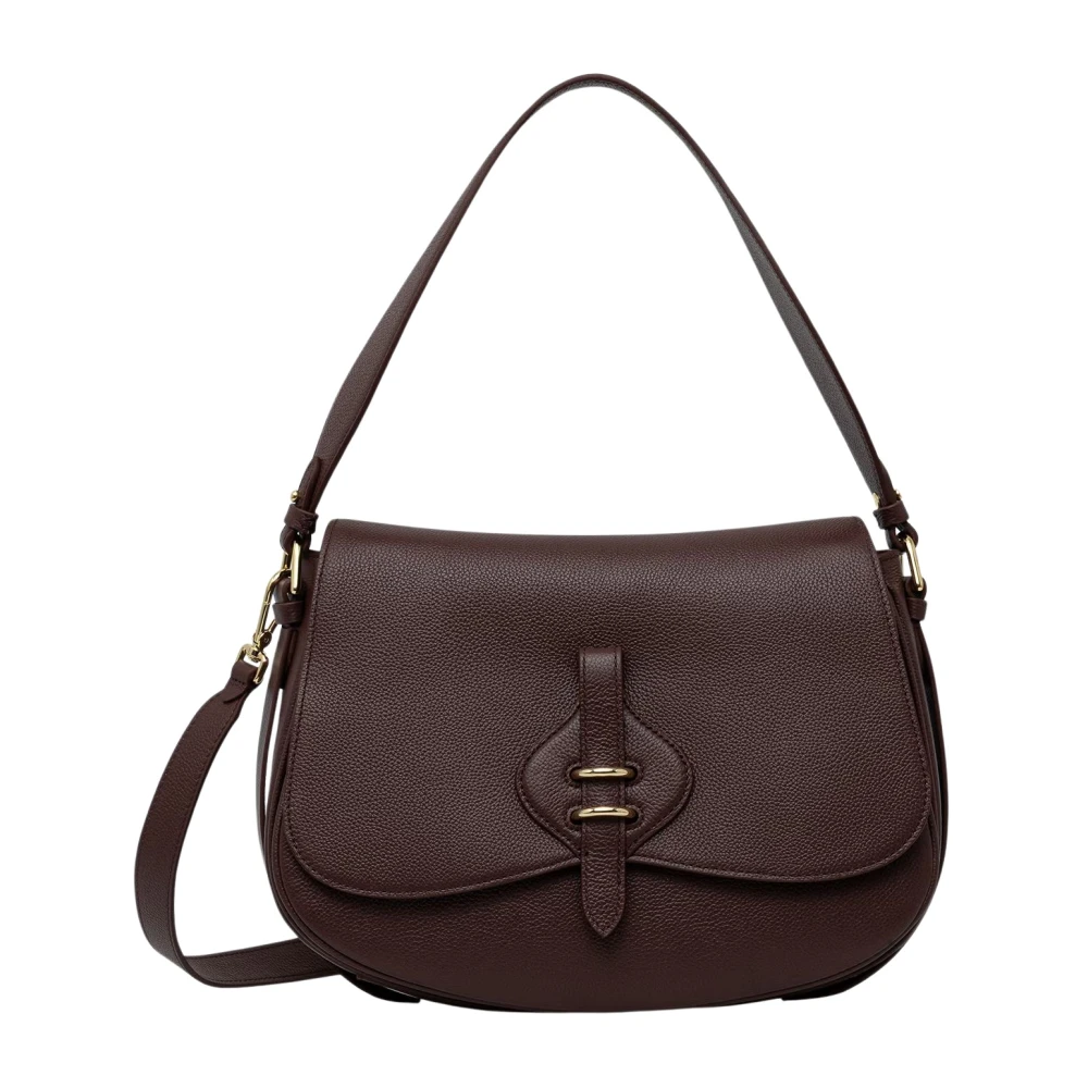 Coccinelle Brown Leather Women's Bag with Removable Strap and Compartments - Image 2