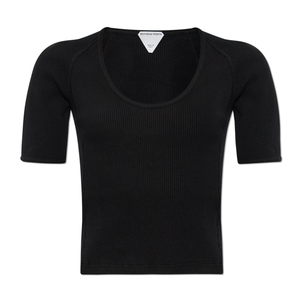 Bottega Veneta Top met een logopatch Black Dames