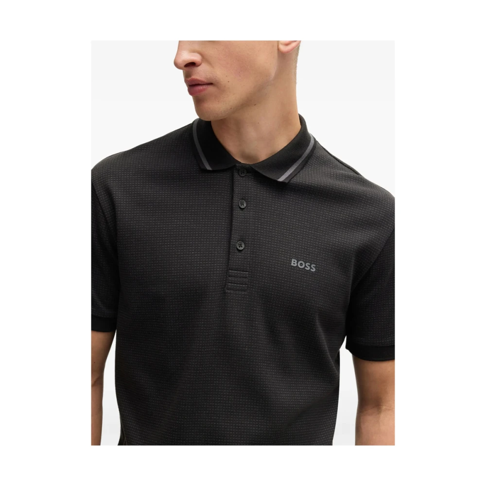 Hugo Boss Zwarte Trui met Knopen en Logo Black Heren