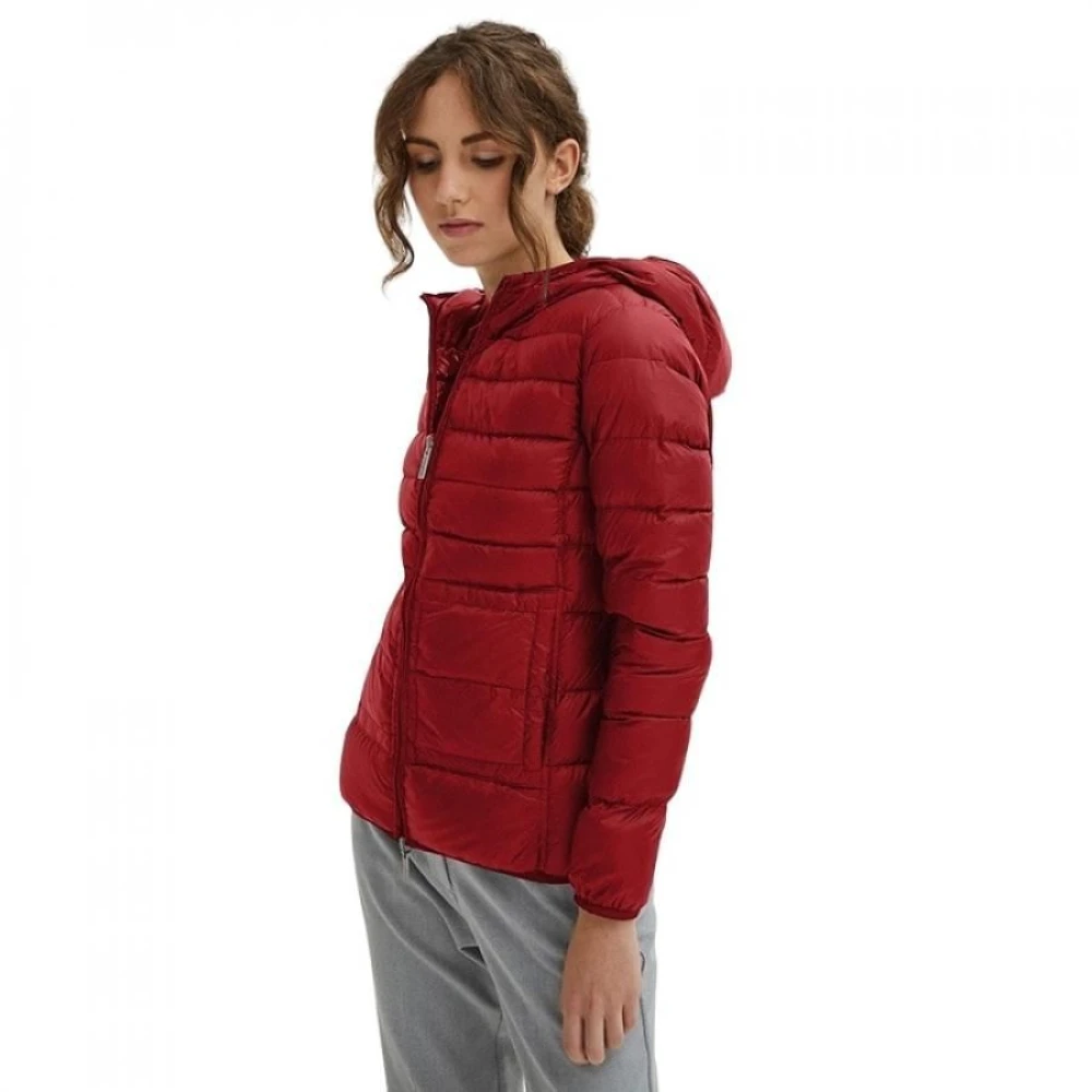 Centogrammi Stralend Rode Ultra Lichtgewicht Donsjas met Capuchon Red Dames