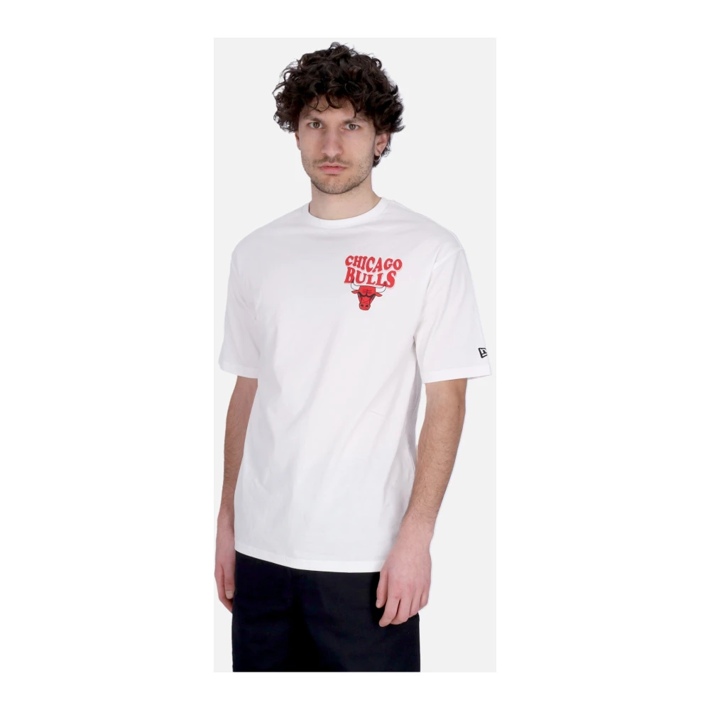 new era Chicago Bulls Script Tee Wit Rood White Heren