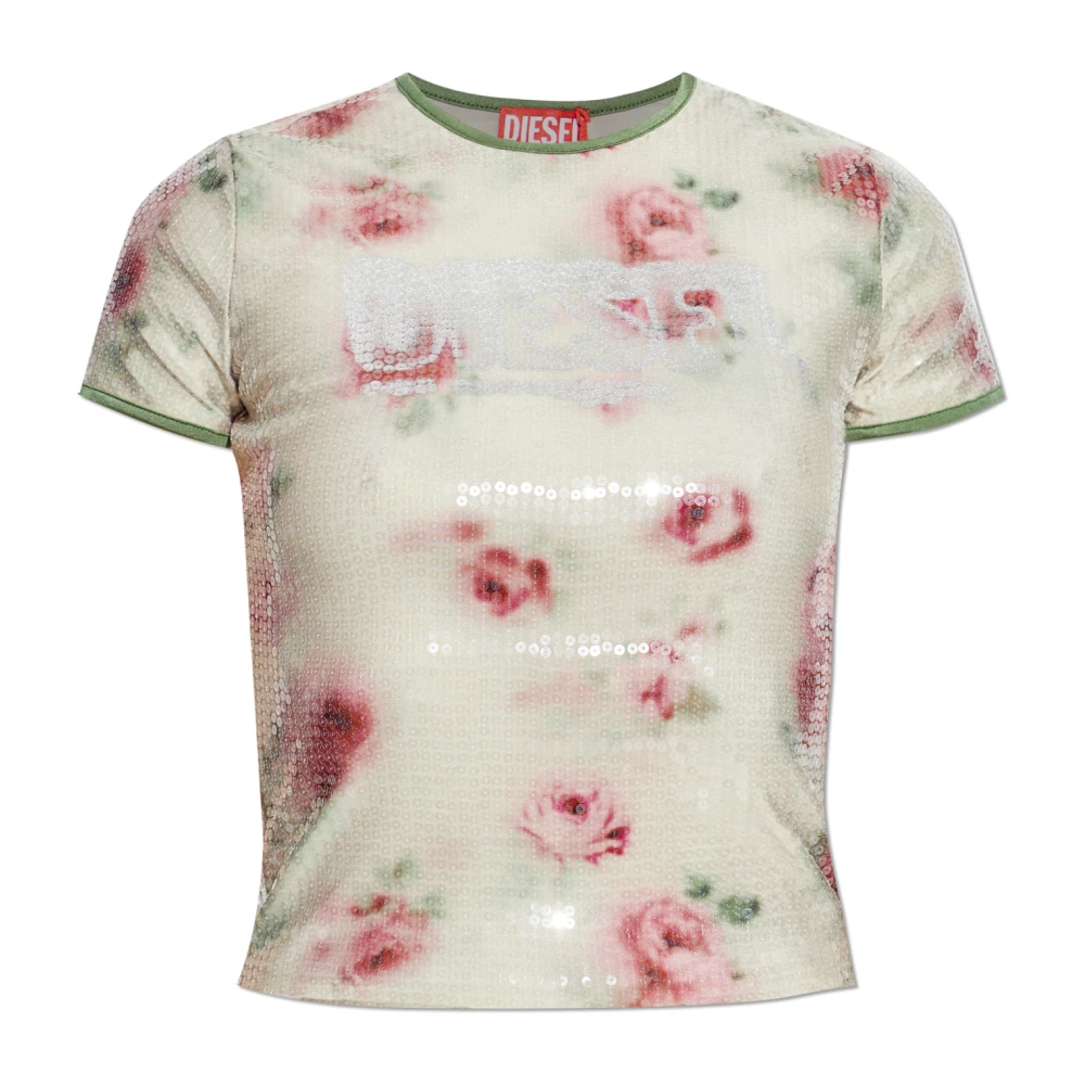 Diesel Women's Beige T-Shirts, M, T-Unkyel Top