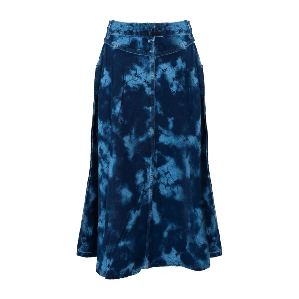 pinko Denim Rok met Logoknopen Blue Dames