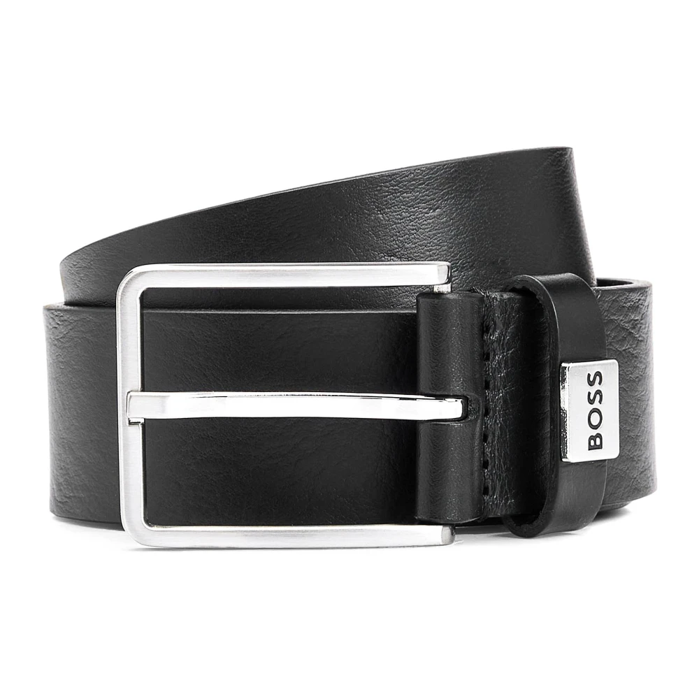 Hugo Men's Black Belts, 90 Cm, Sophisticated Leather Belt In