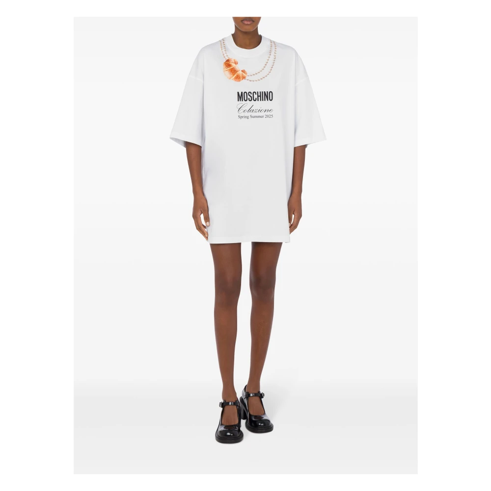 Moschino Witte Jurk met Logoprint White Dames