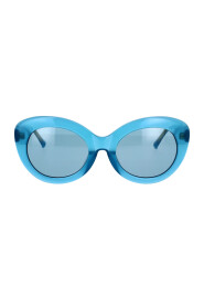 Przezroczyste niebieskie okulary przeciwsłoneczne w stylu cat-eye