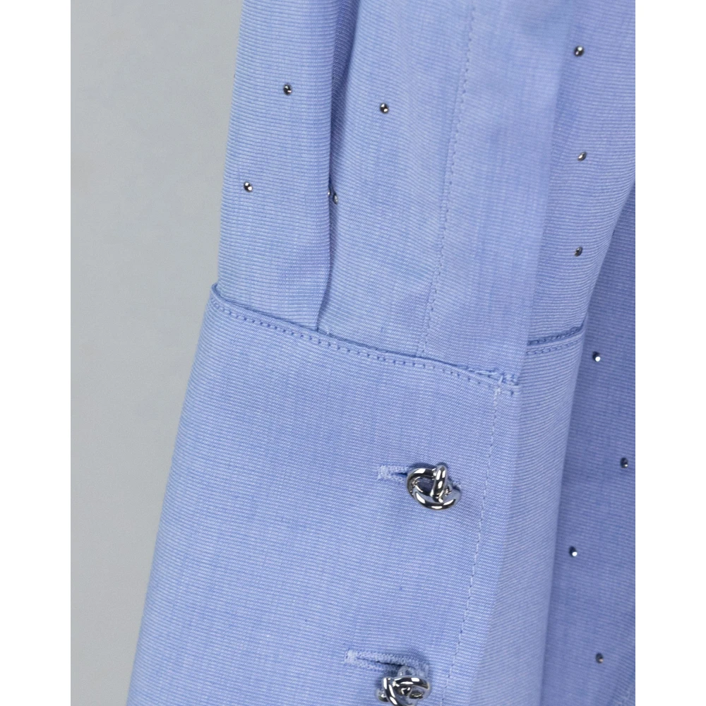 Max Mara Studio Blauwe shirt met strass details Blue Dames