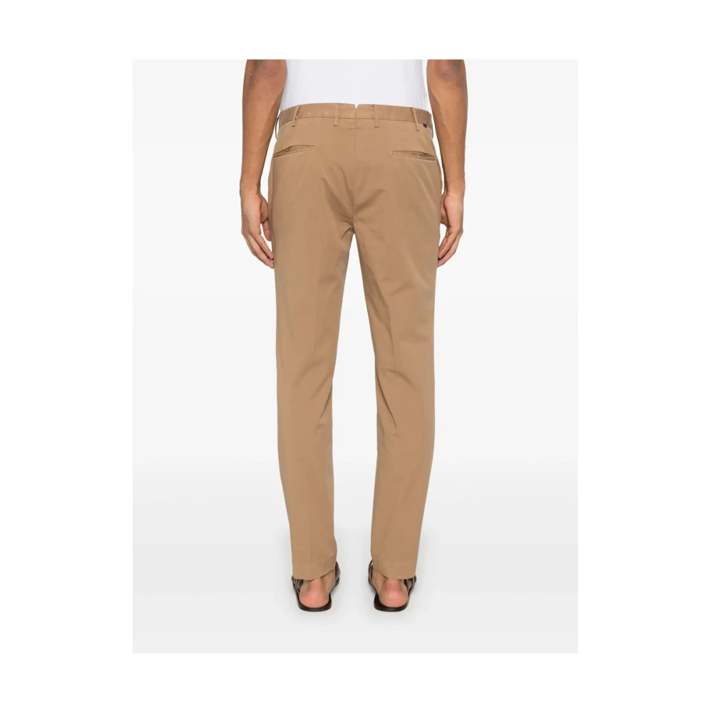 Incotex Kameelbruine broek met voorknoop Brown Heren
