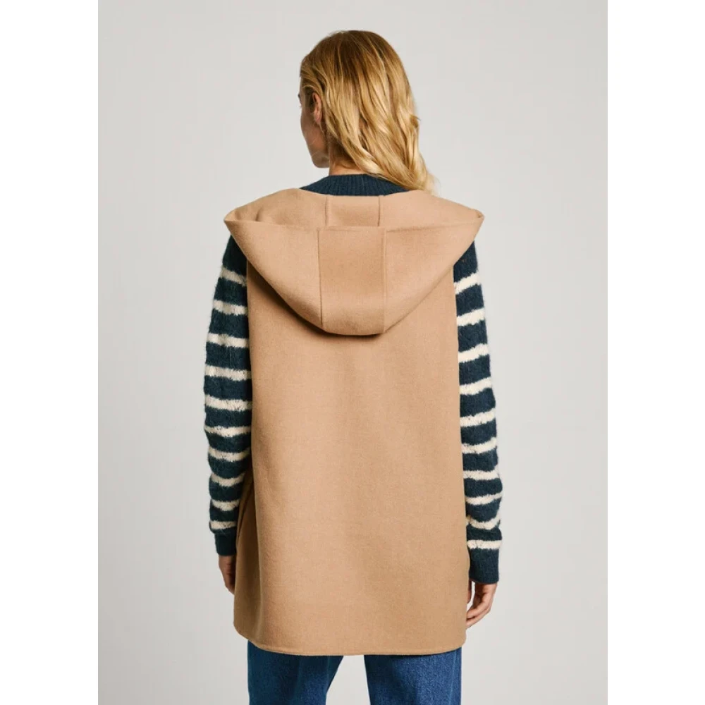 Pepe Jeans Lichtgewicht wollen capuchonvest Beige Dames