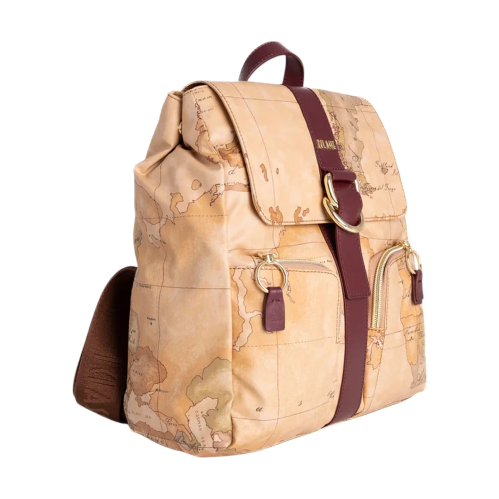Alviero Martini 1a Classe Burgundy Geo Classic Rugzak Beige Dames