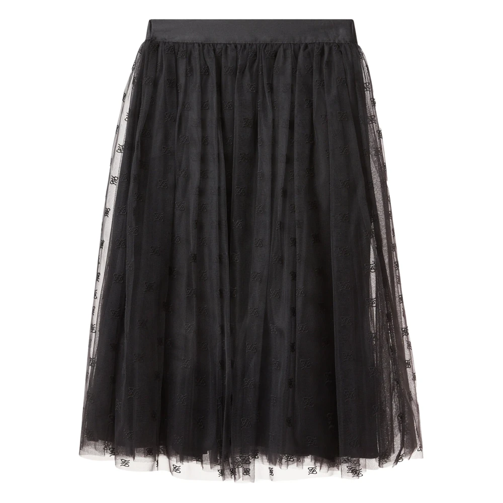Fendi Women's Black Embroidered Tulle Skirt